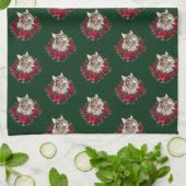 Kerstmis met Maine Coon kat Theedoek (Gevouwen)