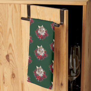 Kerstmis met Maine Coon kat Theedoek