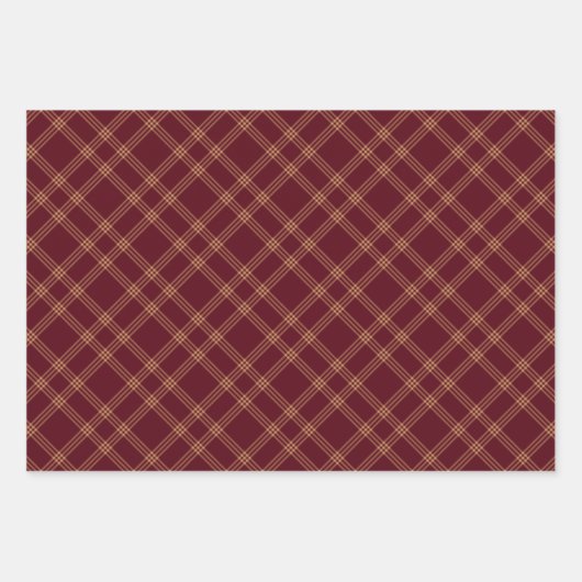 Kerstmis met maroon, gouden diagonaal inpakpapier vel (Voorkant)