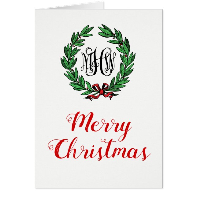 Kerstmis met Merry Xmas Vine Monogram Font (Voorkant)