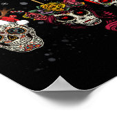 Kerstmis met Mexicaanse bloem in sneeuwval Poster (Hoek)