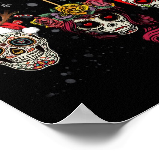 Kerstmis met Mexicaanse bloem in sneeuwval Poster (Hoek)