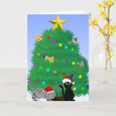 Kerstmis met Miauw Kaart (Gele Bloem)