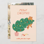 Kerstmis met Miauw - Ondeugende Kattenpret Feestdagenkaart (Voorkant / Achterkant)