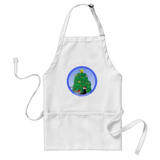Kerstmis met Miauw Standaard Schort (Voorkant)