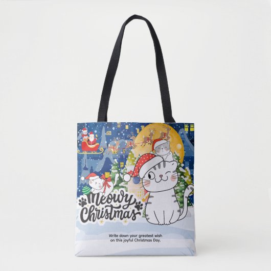 Kerstmis met Miauw Tote Bag (Voorkant)