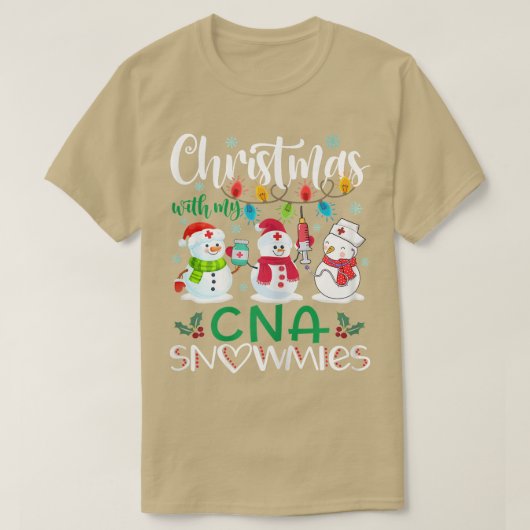 Kerstmis met mijn CNA Snowmies Nurse Stetho T-shirt (Design voorkant)