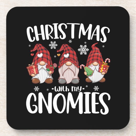 Kerstmis met mijn Gnomen Buffalo Red Pset Gnome Bier Onderzetter (Voorkant)