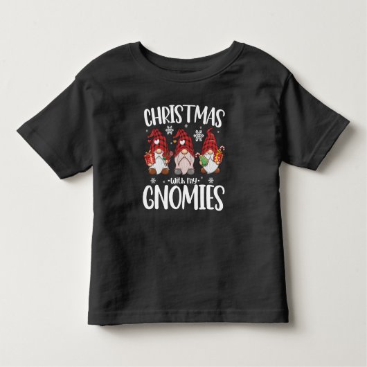 Kerstmis met mijn Gnomen Buffalo Red Pset Gnome Kinder Shirts (Voorkant)