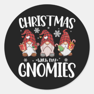 Kerstmis met mijn Gnomen Buffalo Red Pset Gnome Ronde Sticker