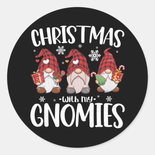 Kerstmis met mijn Gnomen Buffalo Red Pset Gnome Ronde Sticker (Voorkant)