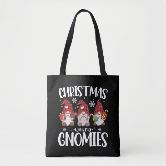 Kerstmis met mijn Gnomen Buffalo Red Pset Gnome Tote Bag (Voorkant)