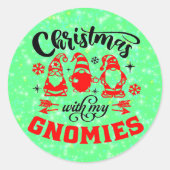 Kerstmis met mijn gnomen - Funny Red Green Ronde Sticker (Voorkant)