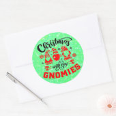 Kerstmis met mijn gnomen - Funny Red Green Ronde Sticker (Envelop)