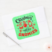 Kerstmis met mijn gnomen - Funny Red Green Vierkante Sticker (Envelop)