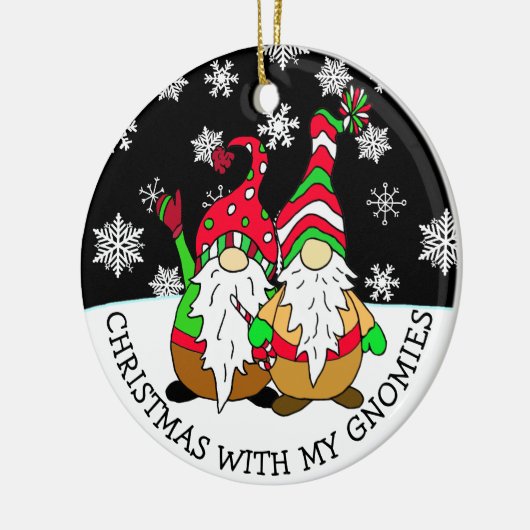 Kerstmis met mijn Gnomies Keramisch Ornament (Links)