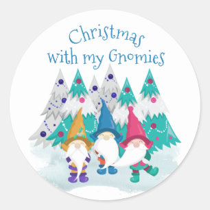 Kerstmis met mijn Gnomies Leuk Cute Kerst Gnome Ronde Sticker