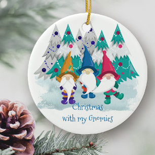 Kerstmis met mijn Gnomies Personalized Gnome Keramisch Ornament