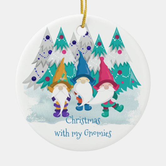 Kerstmis met mijn Gnomies Personalized Gnome Keramisch Ornament (Voorkant)