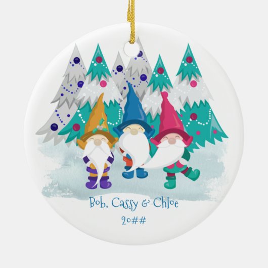 Kerstmis met mijn Gnomies Personalized Gnome Keramisch Ornament (Achterkant)