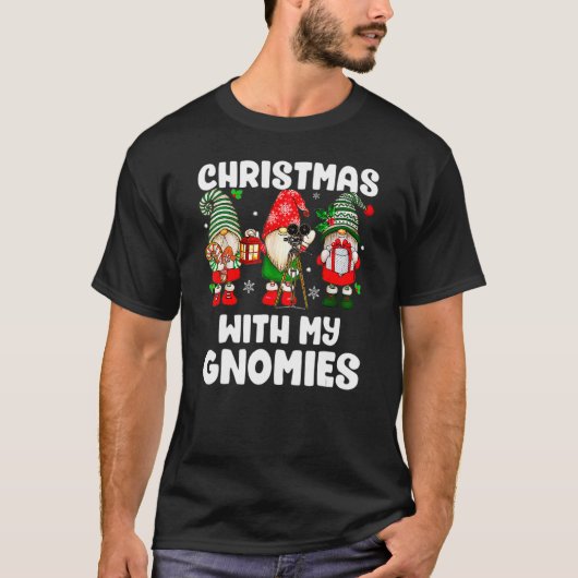 Kerstmis met mijn Gnomies Santa Gnome Funny Famili T-shirt (Voorkant)