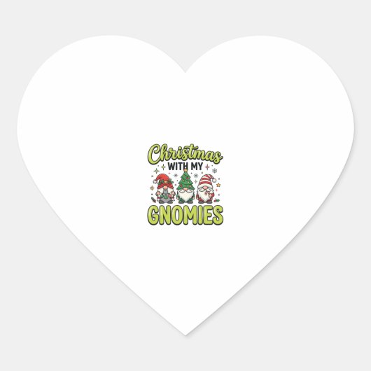 Kerstmis Met Mijn Kabouters Kabouter Ontwerp Hart Sticker (Voorkant)