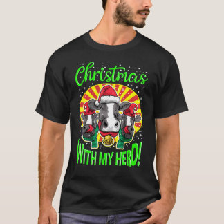 Kerstmis Met Mijn Kudde Boerderij Koe Boeren Xmas T-shirt