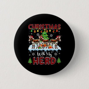 Kerstmis Met Mijn Kudde Drie Kerstman Ezel Boer Ronde Button 5,7 Cm