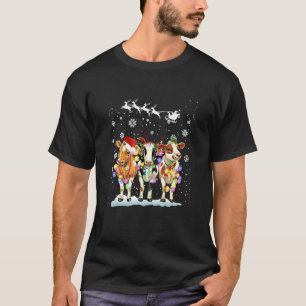 Kerstmis Met Mijn Kudde Licht Kerstman Koe Boerder T-shirt