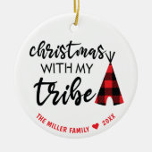 Kerstmis met mijn proeffoto, naam en jaar keramisch ornament (Voorkant)