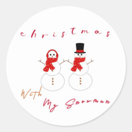Kerstmis Met Mijn Sneeuwman | Leuke Kerststicker Ronde Sticker