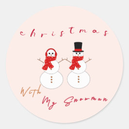 Kerstmis Met Mijn Sneeuwman | Leuke Kerststicker Ronde Sticker