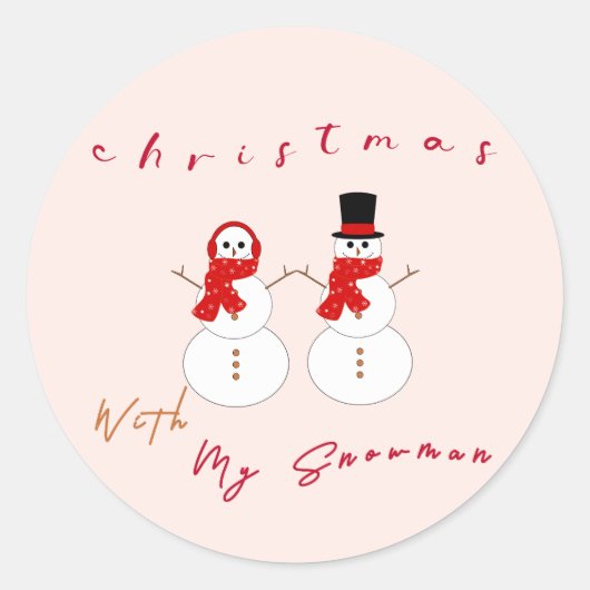 Kerstmis Met Mijn Sneeuwman | Leuke Kerststicker Ronde Sticker (Voorkant)