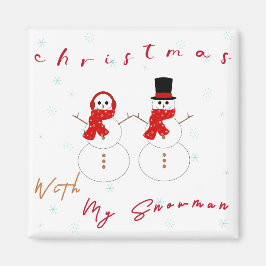 Kerstmis met mijn sneeuwpop | Schattigee kerstmagn Magneet