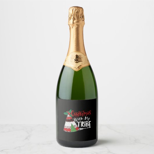 Kerstmis met mijn stam sparkling wijnetiket (Voorkant)