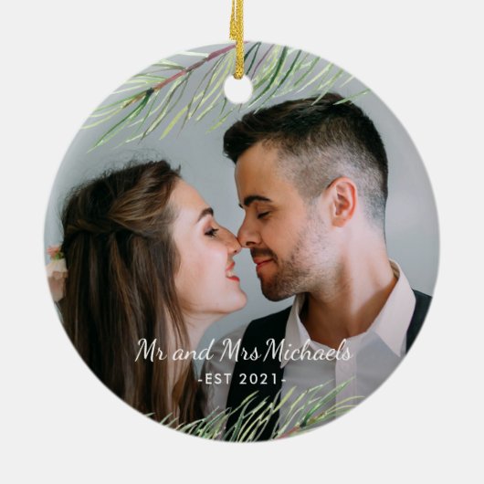 Kerstmis met Mijnheer en Mevrouw inclusief jaar en Keramisch Ornament (Achterkant)