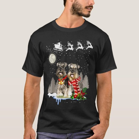 Kerstmis met Miniatuur Schnauzer T-shirt (Voorkant)