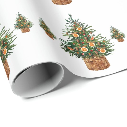 Kerstmis met minimale feestdagen Eenvoudig landnum Cadeaupapier (Rol Hoek)