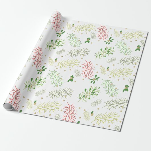 Kerstmis met Mistletoe Cadeaupapier (Uitgerold)