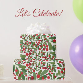 Kerstmis met Mistletoe en Hollyberries Cadeaupapier