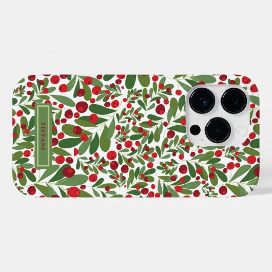 Kerstmis met Mistletoe en Hollyberries Case-Mate iPhone Case (Achterkant (horizontaal))