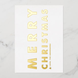 Kerstmis met moderne typografie in vet folie feestdagenkaart