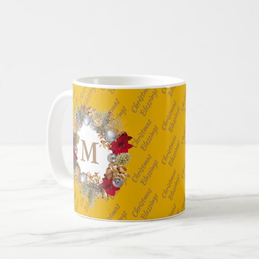 Kerstmis met MONOGRAM Celebrate Jesus YELLOW Koffiemok (Voorkant links)