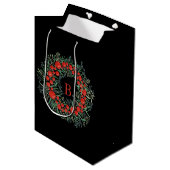 Kerstmis met monogram medium cadeauzakje (Voorkant Gekanteld)