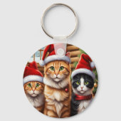 Kerstmis met Mooie Kittens Sleutelhanger (Voorkant)