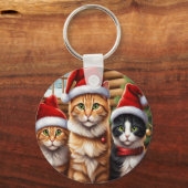 Kerstmis met Mooie Kittens Sleutelhanger (Voorkant)