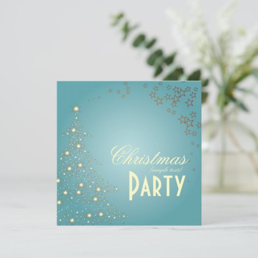 Kerstmis met mousserende kerstboom/feestuitnodigin kaart (Staand voorkant)