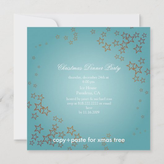 Kerstmis met mousserende kerstboom/feestuitnodigin kaart (Achterkant)