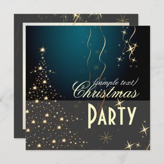 Kerstmis met mousserende kerstboom/feestuitnodigin kaart (Voorkant / Achterkant)