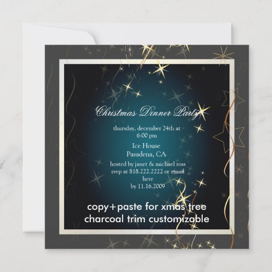 Kerstmis met mousserende kerstboom/feestuitnodigin kaart (Achterkant)